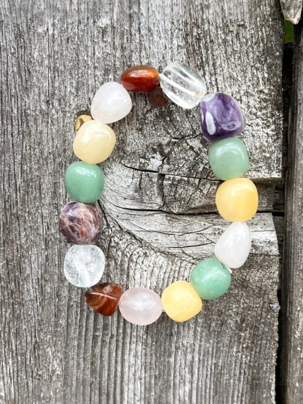 Multi Gemstone Nugget Stretch Bracelet | Handmade - Picture 5 of 6